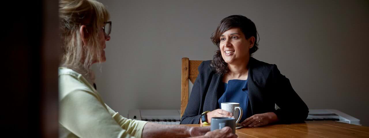 Sabeena Pirooz talking to her client, Jennifer Hill